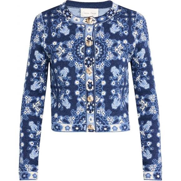 NEW CARA CARA women's livi rita tile cotton sweater in blue - Picture 3 of 3